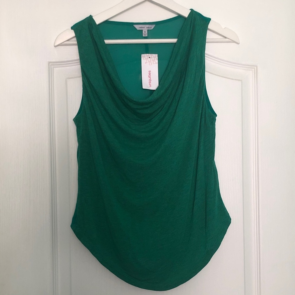 Naked Zebra Emerald Drape Tank Top